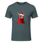 Chihuahua Motif de Noël - Mignon Mignon Xmas Neige Chiwawa in Dark Heather - front view