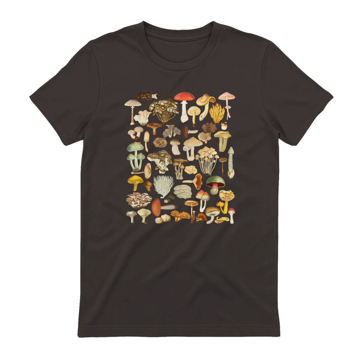Mushroom Shirt Mycology Fungi Foraging Mushroom Whisperer in Dark Chocolate - back view