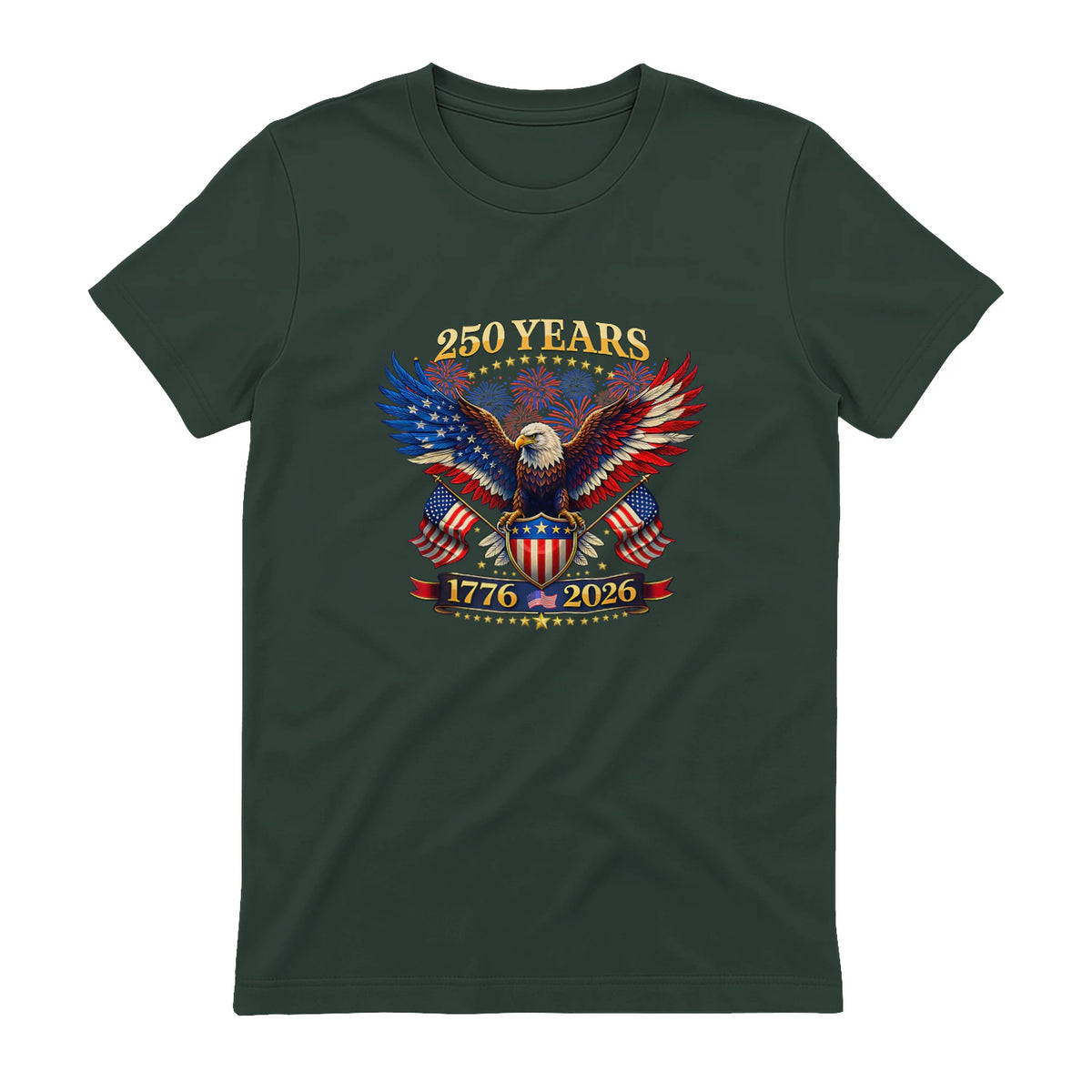 American Independence Day Anniversary T-Shirt in Forest Green - back view