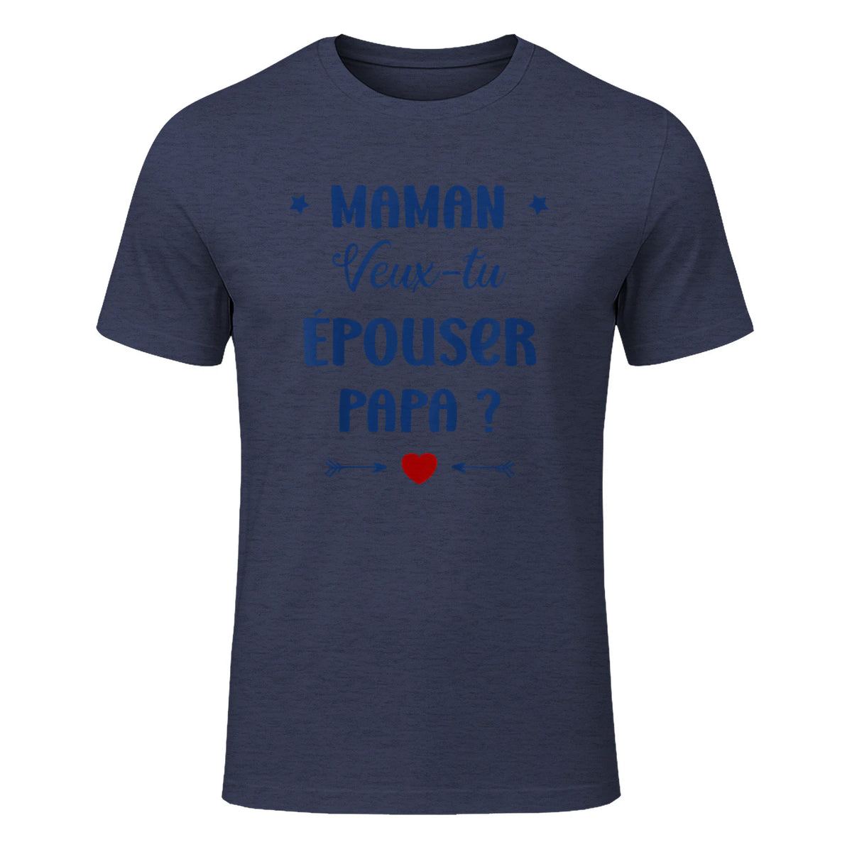 Demande en Mariage Originale Maman Veux-tu épouser Papa in Heather Navy - front view