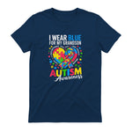 I Wear Blue for My Grandson Autism Awareness Grandma Nana in Navy - back view