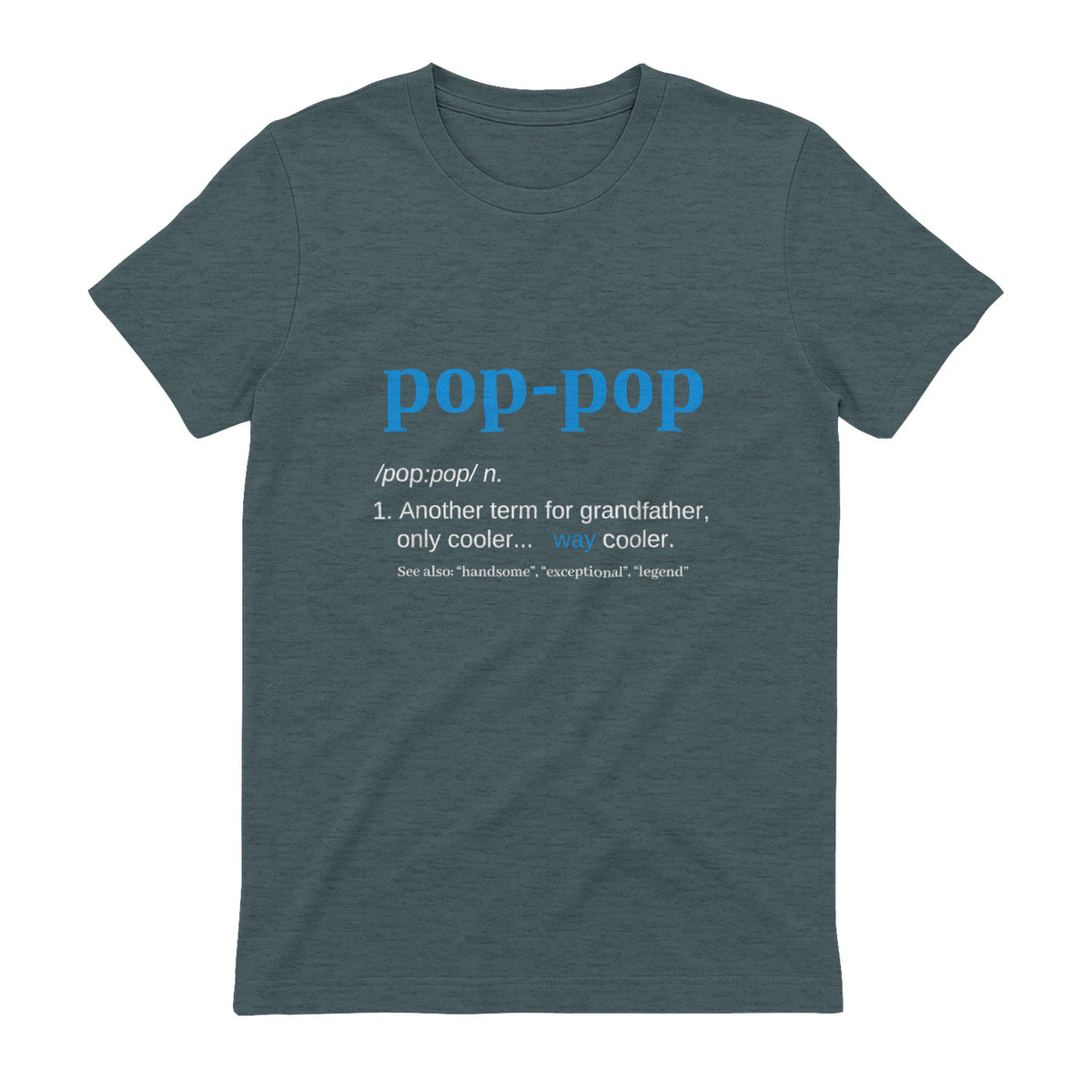 Pop Pop Gifts Grandpa Fathers Day in Dark Heather - back view