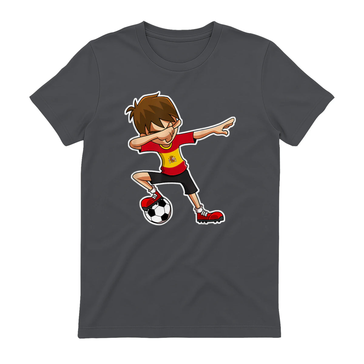 Dabbing Football Garçon Espagne Jersey, Espagnol Enfants Dab in Charcoal - back view