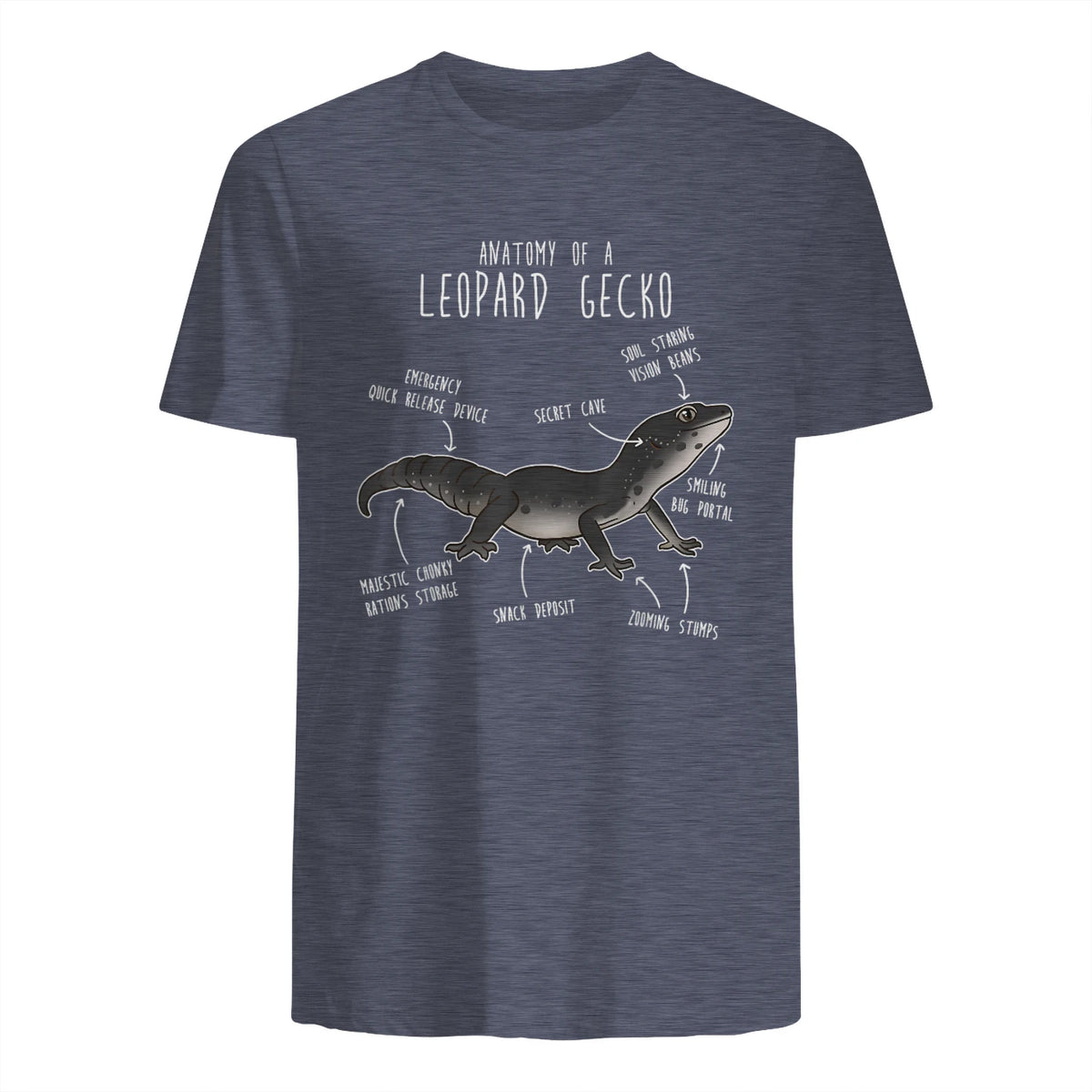 Black Night Leopard Gecko Lézard Reptile Anatomie drôle animal de compagnie in Heather Navy - back view