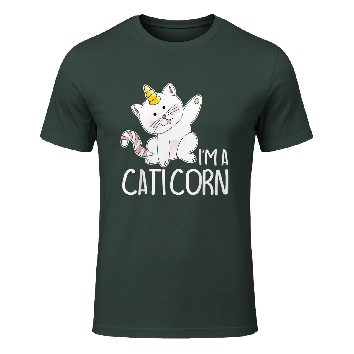 Chats Licorne I Chaton doux I Licorne I Chats in Forest Green - front view