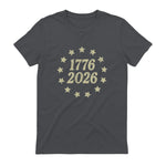 American Flag Front and Back Anniversary T-Shirt in Charcoal - back view