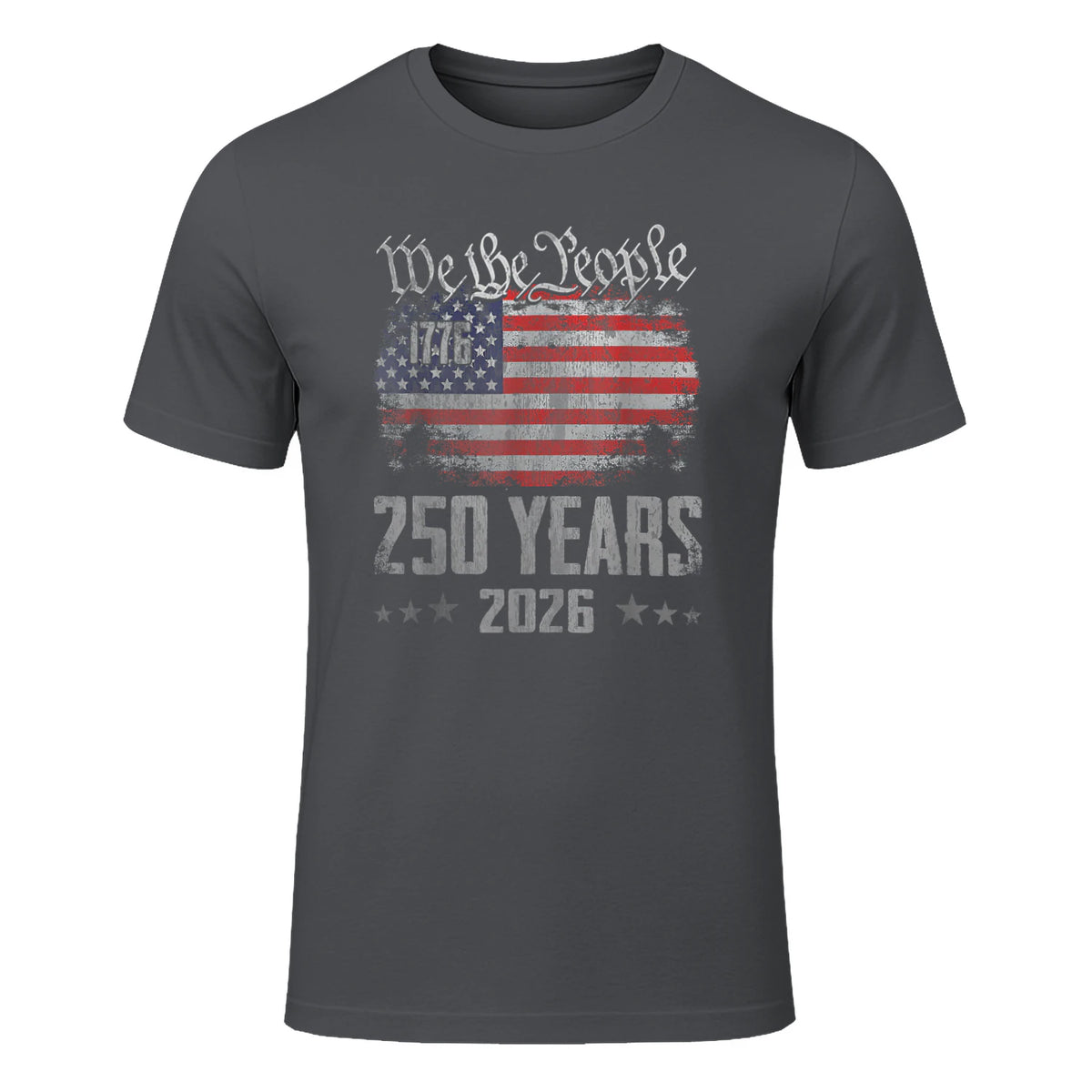 Vintage Anniversary Fourth of July Birthday T-Shirt in Charcoal - front view