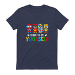Dare to Be Yourself Autism Awareness Superheroes in Heather Navy - back view