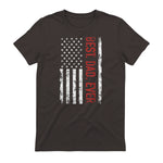 Best dad ever US american flag gift for father's day Short Sleeve in Dark Chocolate - back view