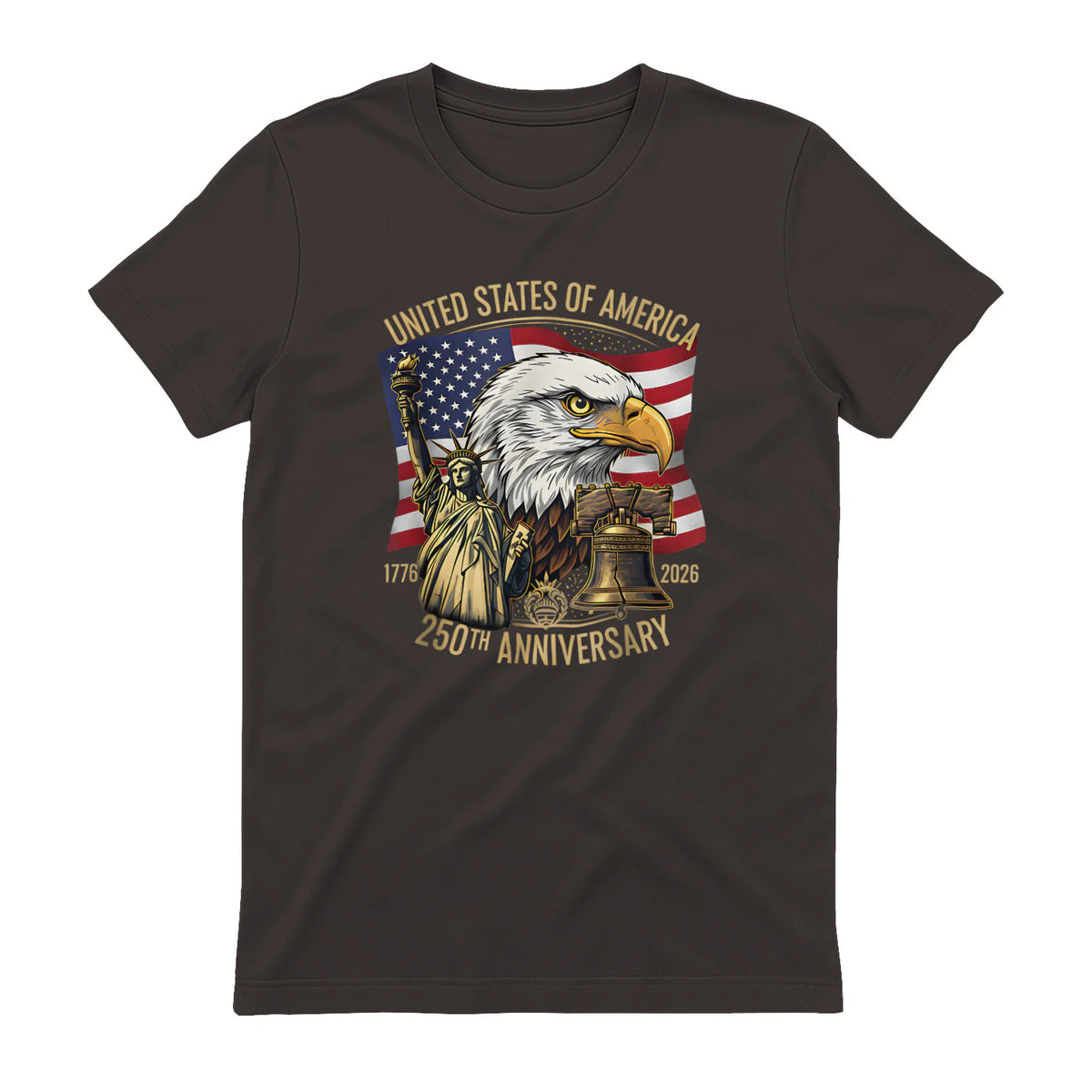 Anniversary Eagle Liberty Bell T-Shirt in Dark Chocolate - back view