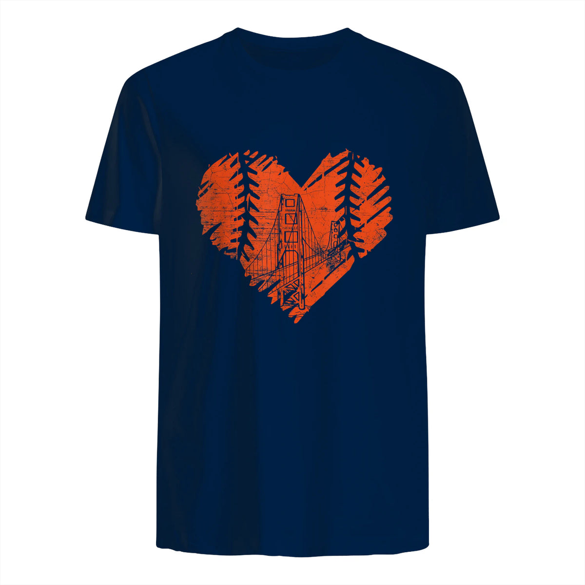 US State San Francisco Baseball Vintage Heart T-Shirt in Navy - back view