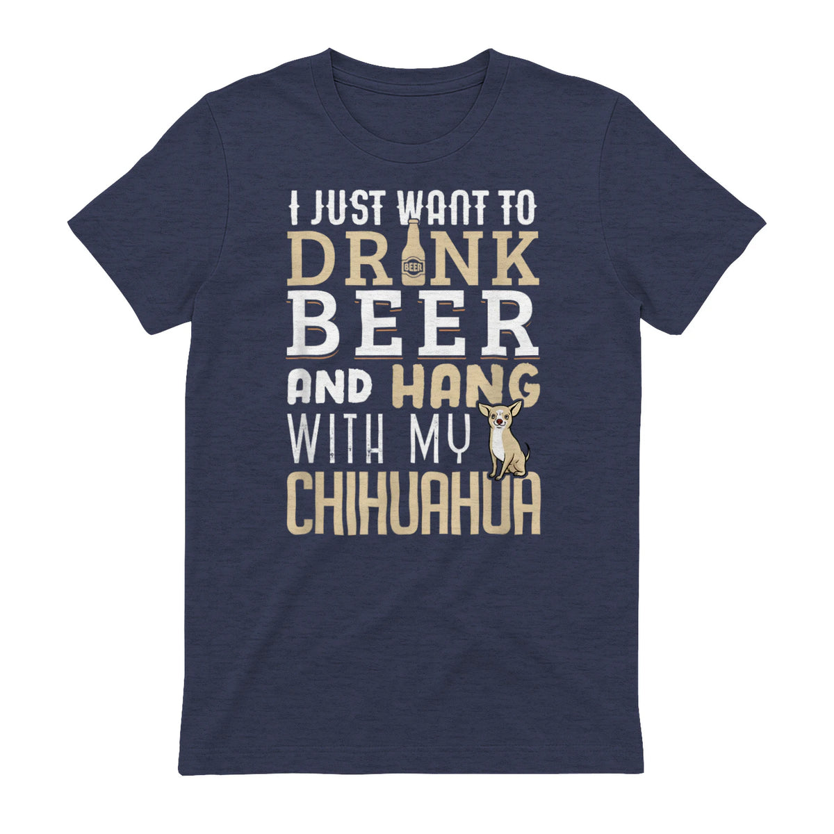 Drôle fête des pères amoureux des chiens Chihuahua Papa Shirt in Heather Navy - back view