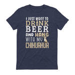 Drôle fête des pères amoureux des chiens Chihuahua Papa Shirt in Heather Navy - back view