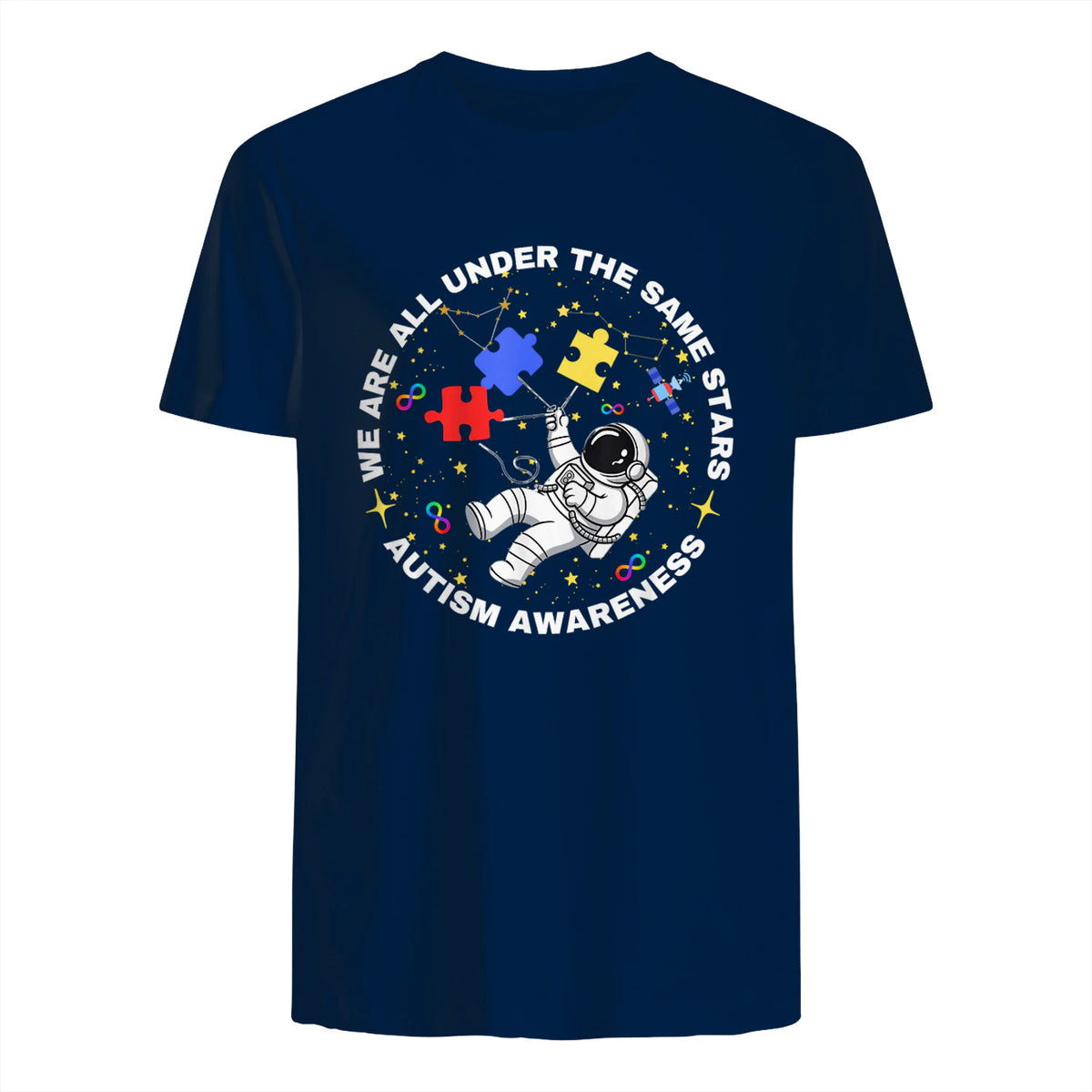 Autism We are All Under The Same Stars Space Astronaut in Navy - back view