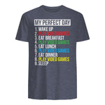 My Perfect Day Video Games Funny Cool Gamer in Heather Navy - back view