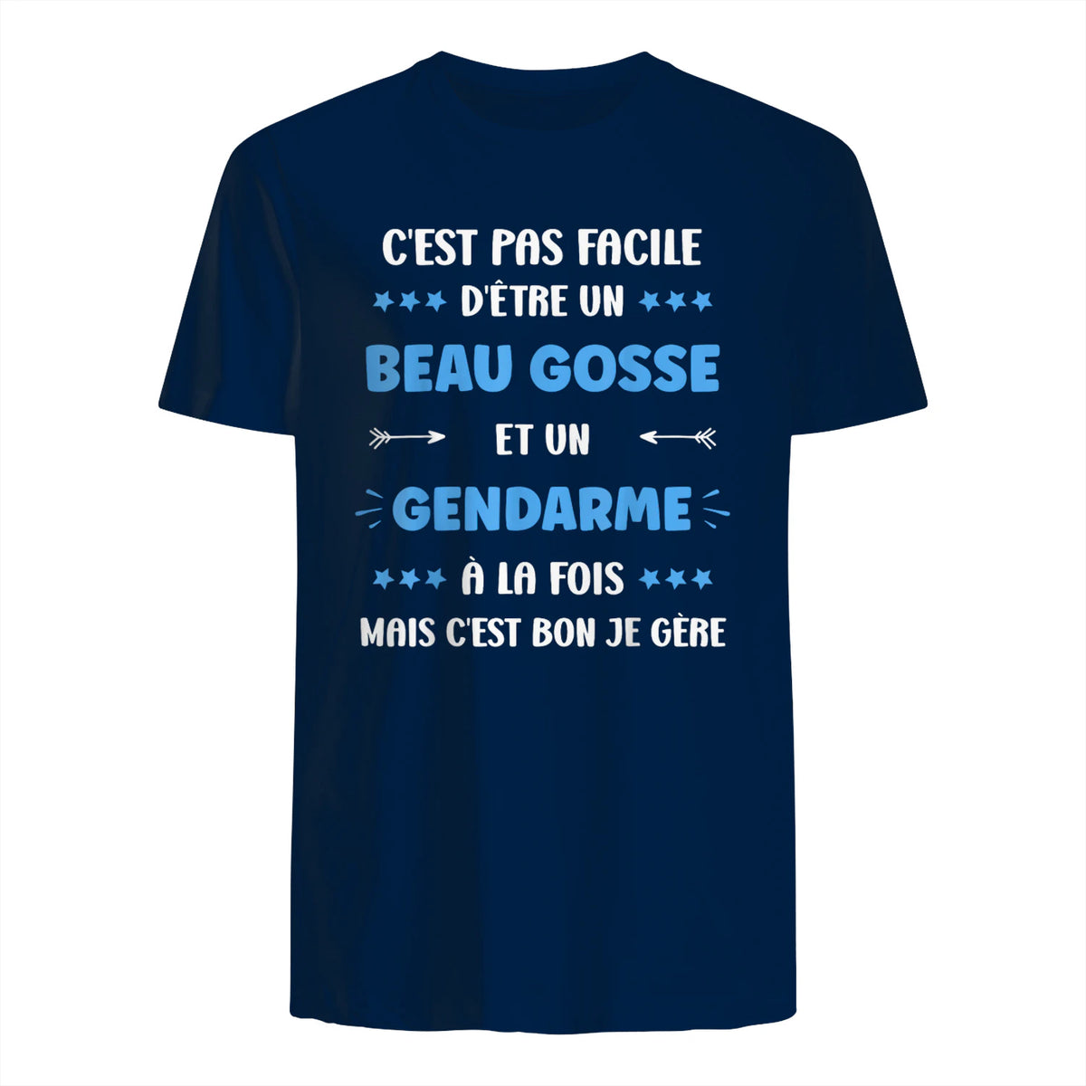 Départ Métier Super Gendarme Humour Beau Gosse Gendarme in Navy - back view