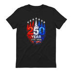 American Patriotic Fourth of July Anniversary T-Shirt in Black - back view