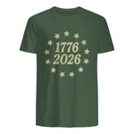 American Flag Front and Back Anniversary T-Shirt in Military Green - back view
