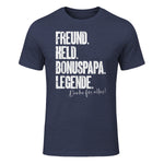 Bonuspapa Bester Stiefpapa Stiefvater Bonus Papa T-Shirt in Heather Navy - front view
