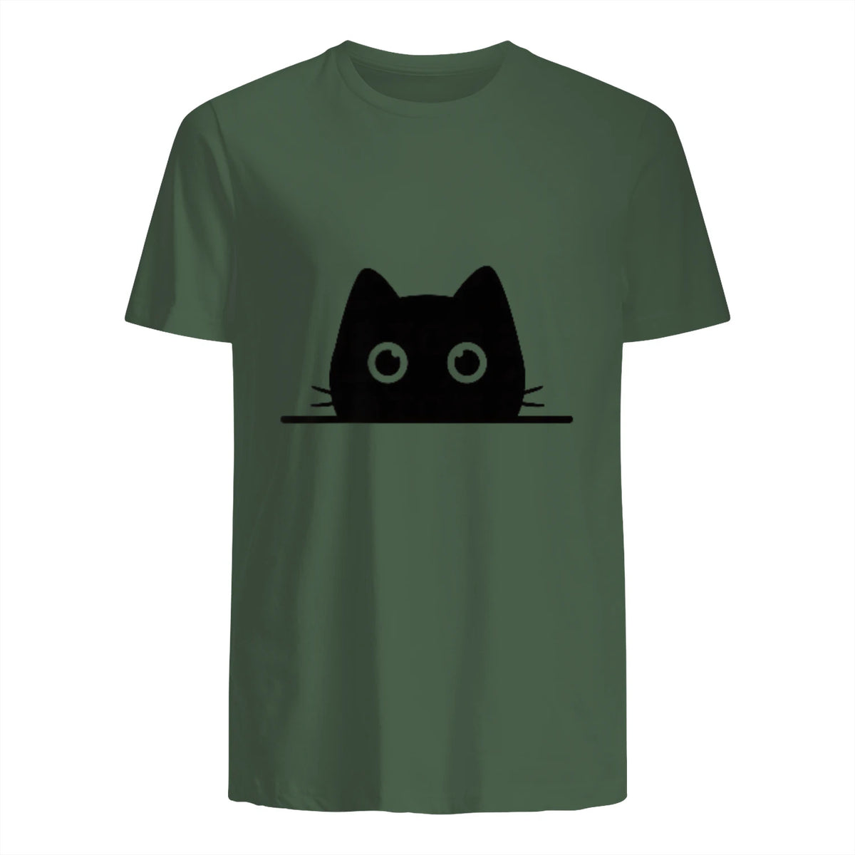 Chemise avec motif de chat dans une poche pour enfants, femmes, hommes, amoureux des chats in Military Green - back view