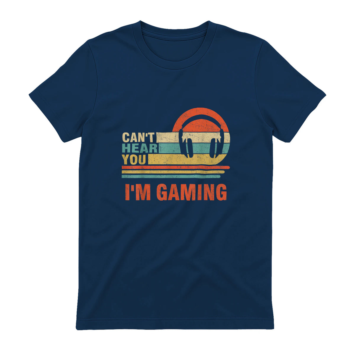 Funny Gamer Gift Headset Can't Hear You I'm Gaming in Navy - back view