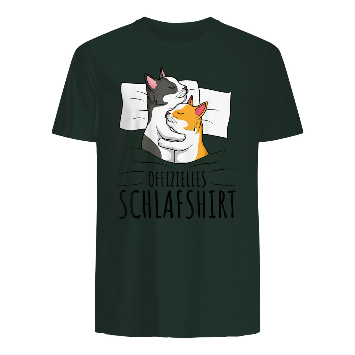 Offizielles Schlafshirt Katze Kater Katzen in Forest Green - back view