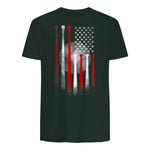 Vintage Baseball American Flag T-Shirt, Classic Fit Black Tee for Dad and Mom in Forest Green - back view