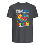 I Wear Blue for My Grandson Autism Awareness Grandma Nana in Charcoal - back view