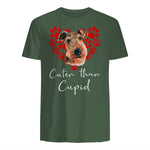 AIREDALE TERRIER Cuter Than Cupid Disant Saint Valentin in Military Green - back view