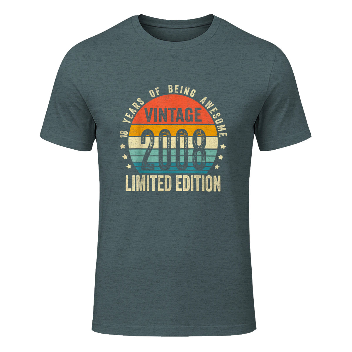 Vintage Eighteenth Birthday T-Shirt in Dark Heather - front view