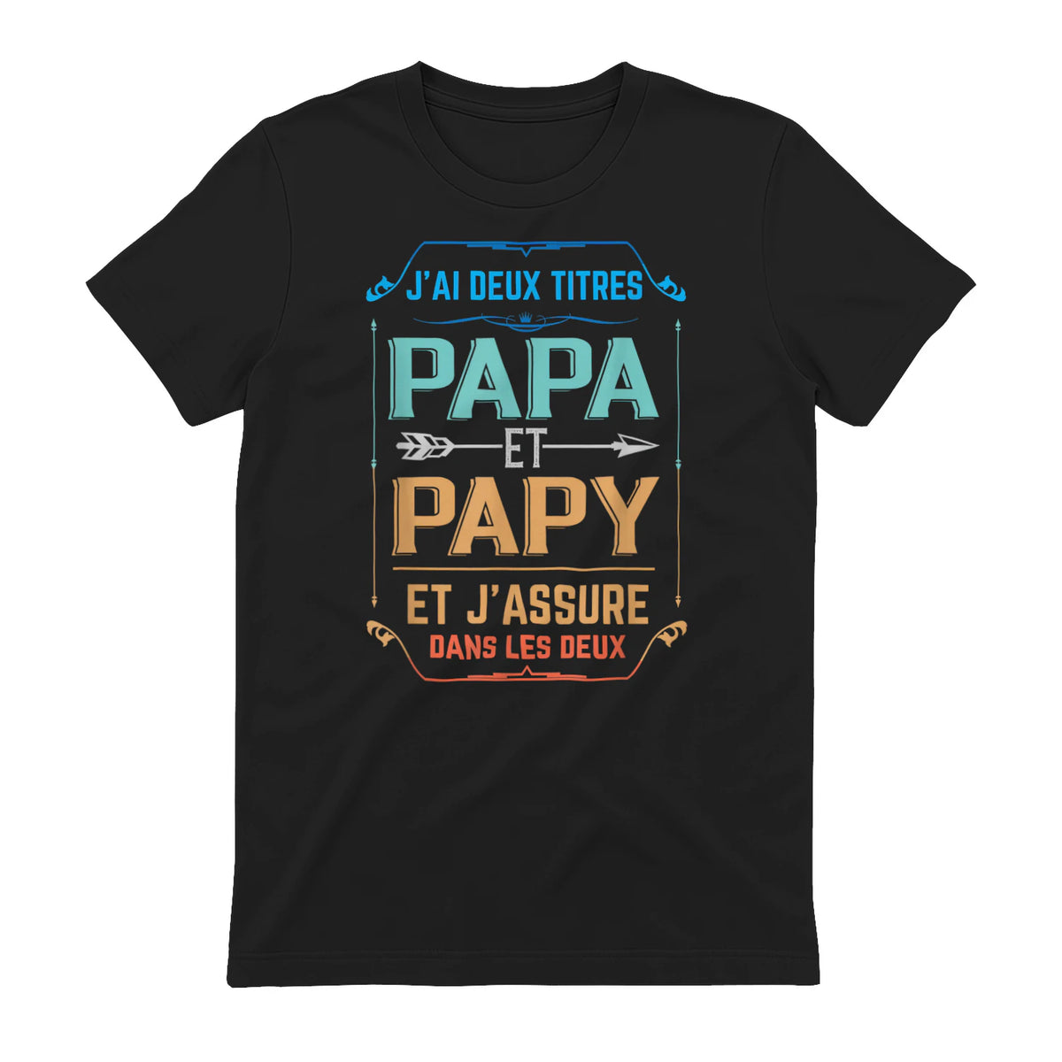 Deux Papa J'Ai et Papy Titres Grand Père in Black - back view