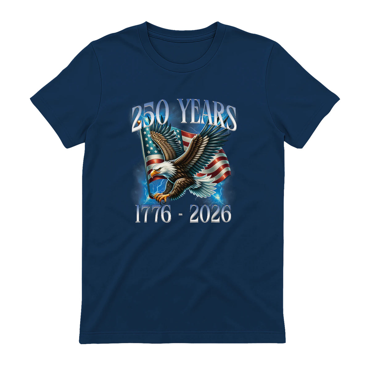 Eagle and Flag Anniversary Birthday T-Shirt in Navy - back view