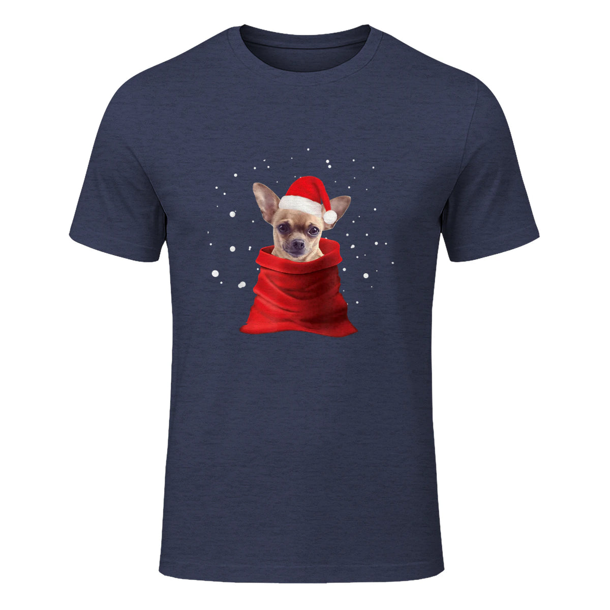 Chihuahua Motif de Noël - Mignon Mignon Xmas Neige Chiwawa in Heather Navy - front view