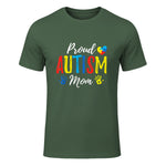 Proud Mom Autism Awareness Family Matching Shirt in Military Green - front view
