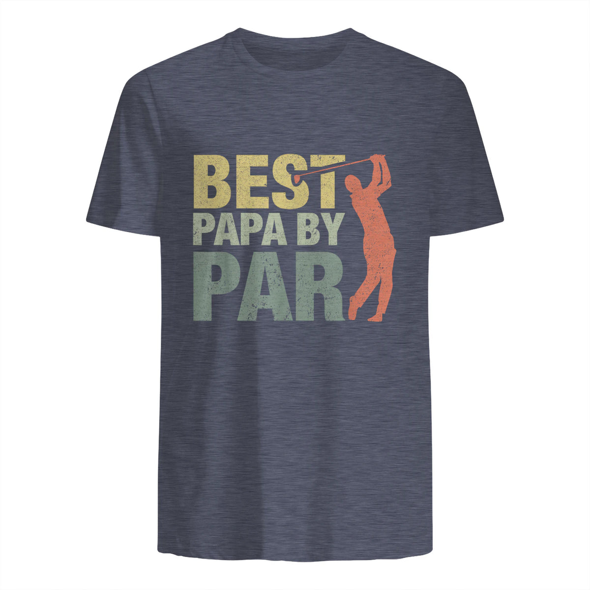 Funny Best Papa By Par Father's Day Golf Gift Grandpa in Heather Navy - back view