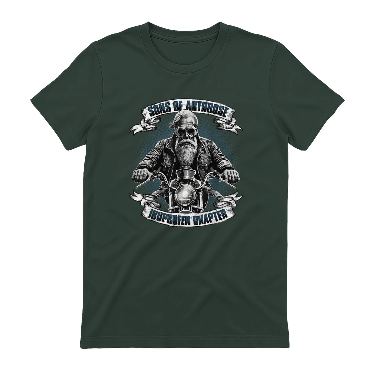 Lustiger Biker Spruch für den alten Mann - Sons of Arthrose - Ibuprofen Chapter Biker Motorradfahrer für ältere in Forest Green - back view