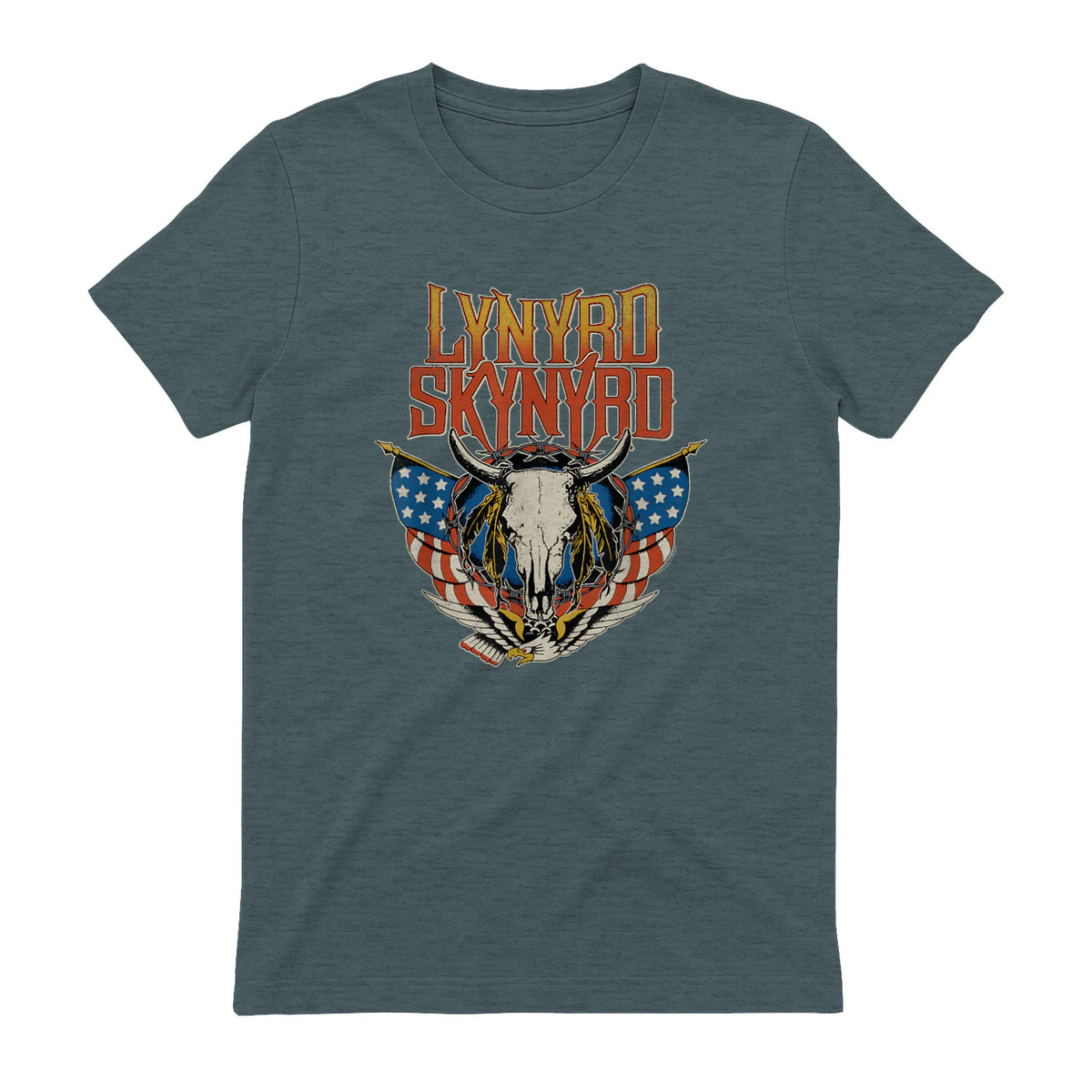 Lynyrd Skynyrd - Americana Steer Skull T-Shirt in Dark Heather - back view