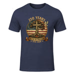 Faith and Freedom Christian USA Anniversary T-Shirt in Heather Navy - front view