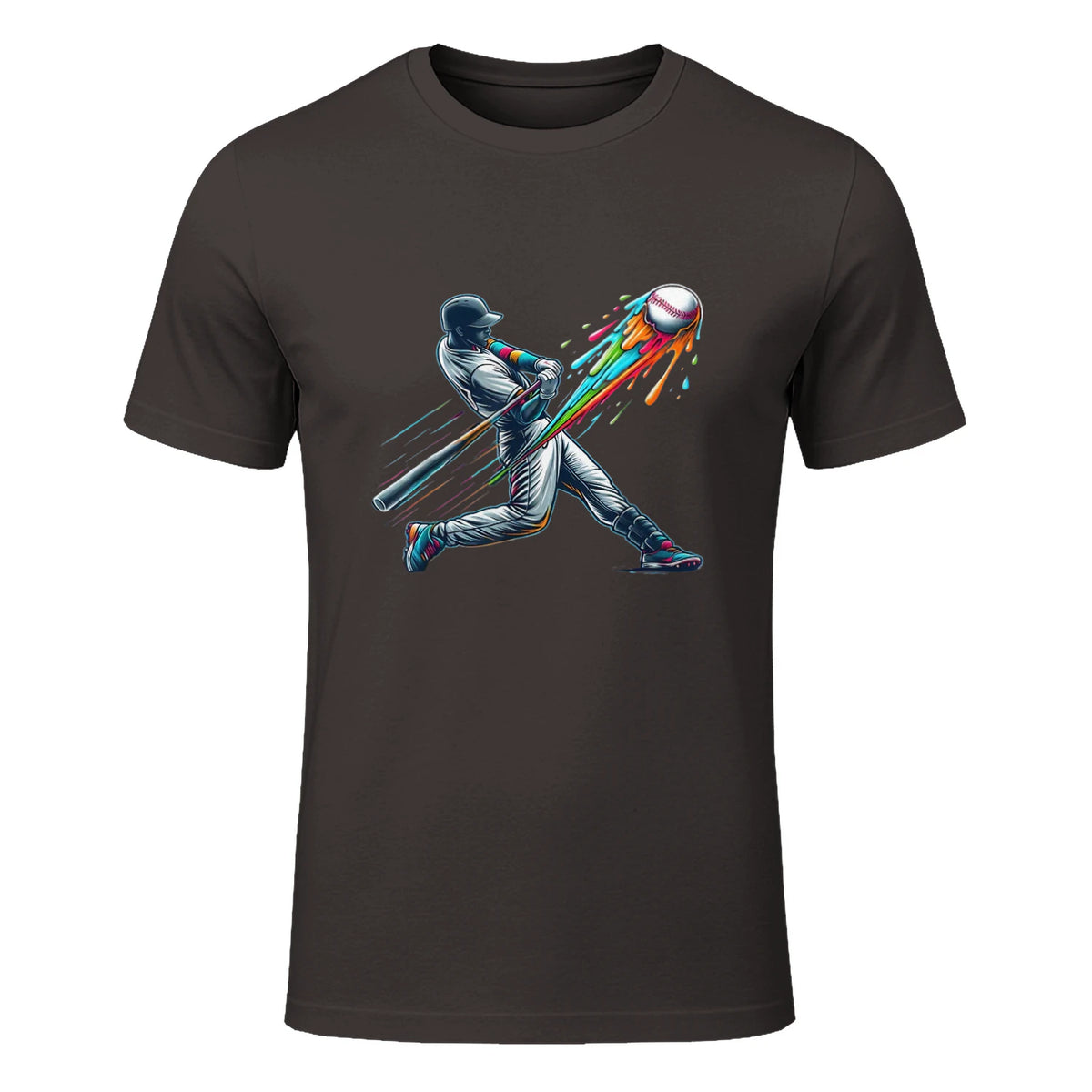Baseball Player Drip T-Shirt in Dark Chocolate - front view
