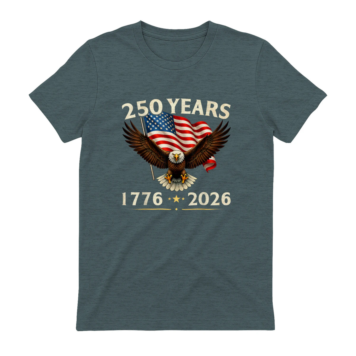 Patriotic Eagle Independence Anniversary T-Shirt in Dark Heather - back view
