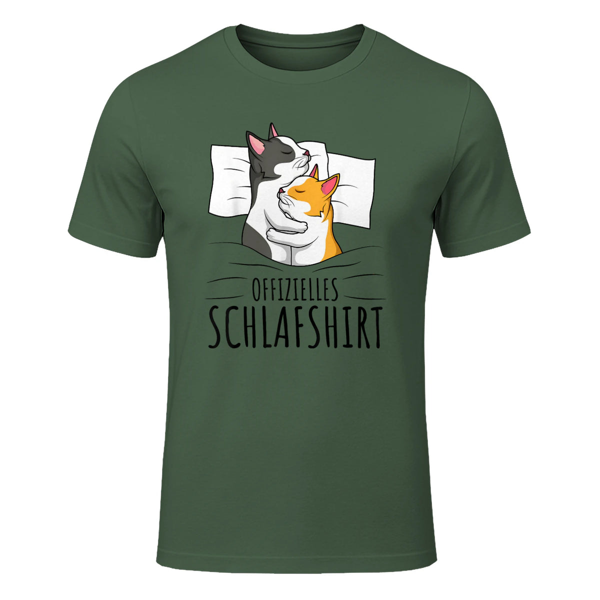 Offizielles Schlafshirt Katze Kater Katzen in Military Green - front view
