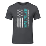 Father's day Best dad ever with US american flag Short Sleeve in Charcoal - front view