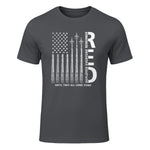 Remember Everyone Deployed RED Friday Military American Flag T-Shirt in Charcoal - front view