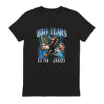 Eagle and Flag Anniversary Birthday T-Shirt in Black - back view