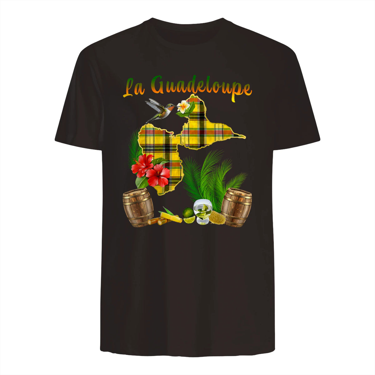 Carte de Guadeloupe Madras Colibri Hibiscus Et Rhum Antilles in Dark Chocolate - back view