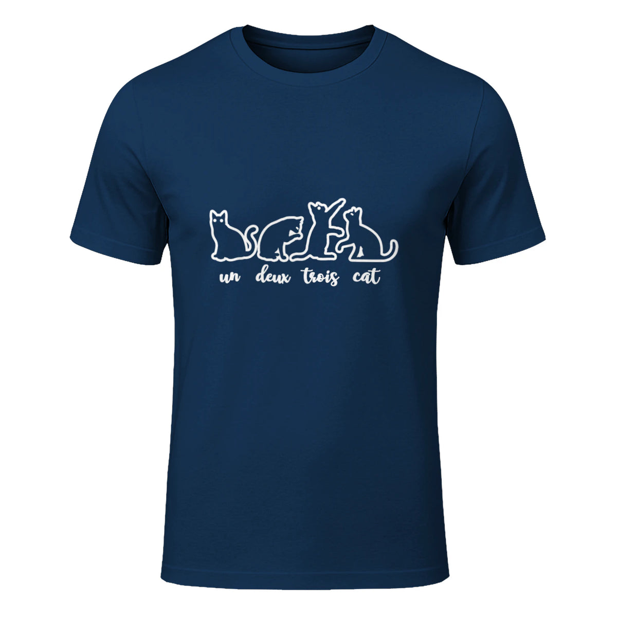Un Deux Trois Cat, Cute & Funny Kittens, Gift For Cat Lovers T-Shirt in Navy - front view