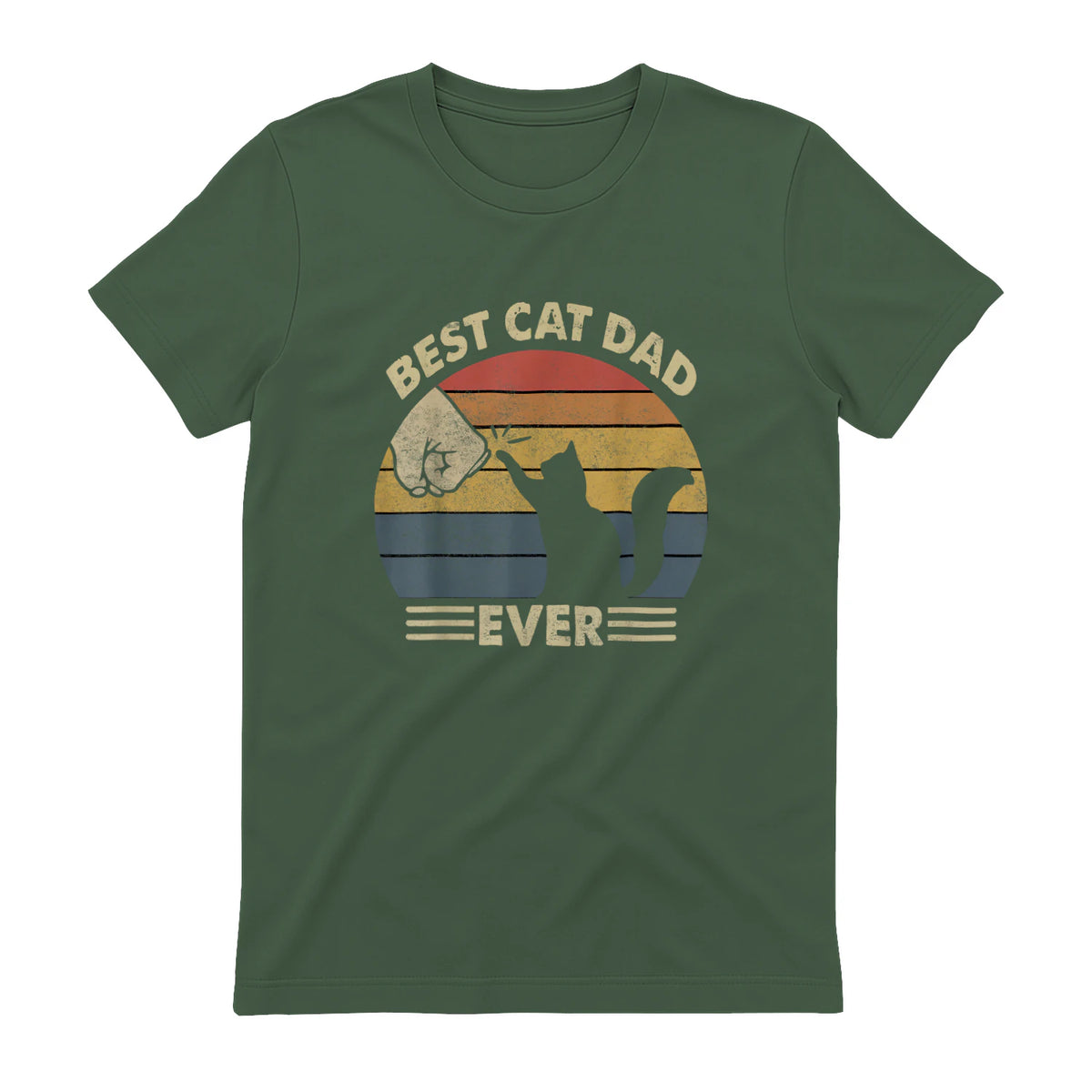 Best Cat Dad Ever T-Shirt in Military Green - back view