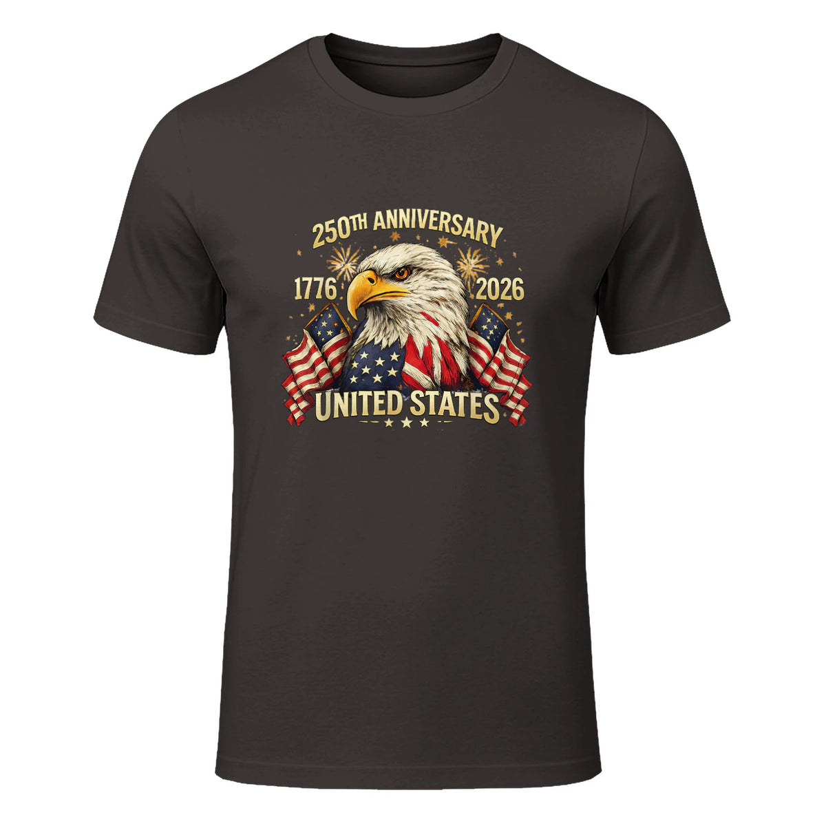 American Flag Anniversary T-Shirt in Dark Chocolate - front view