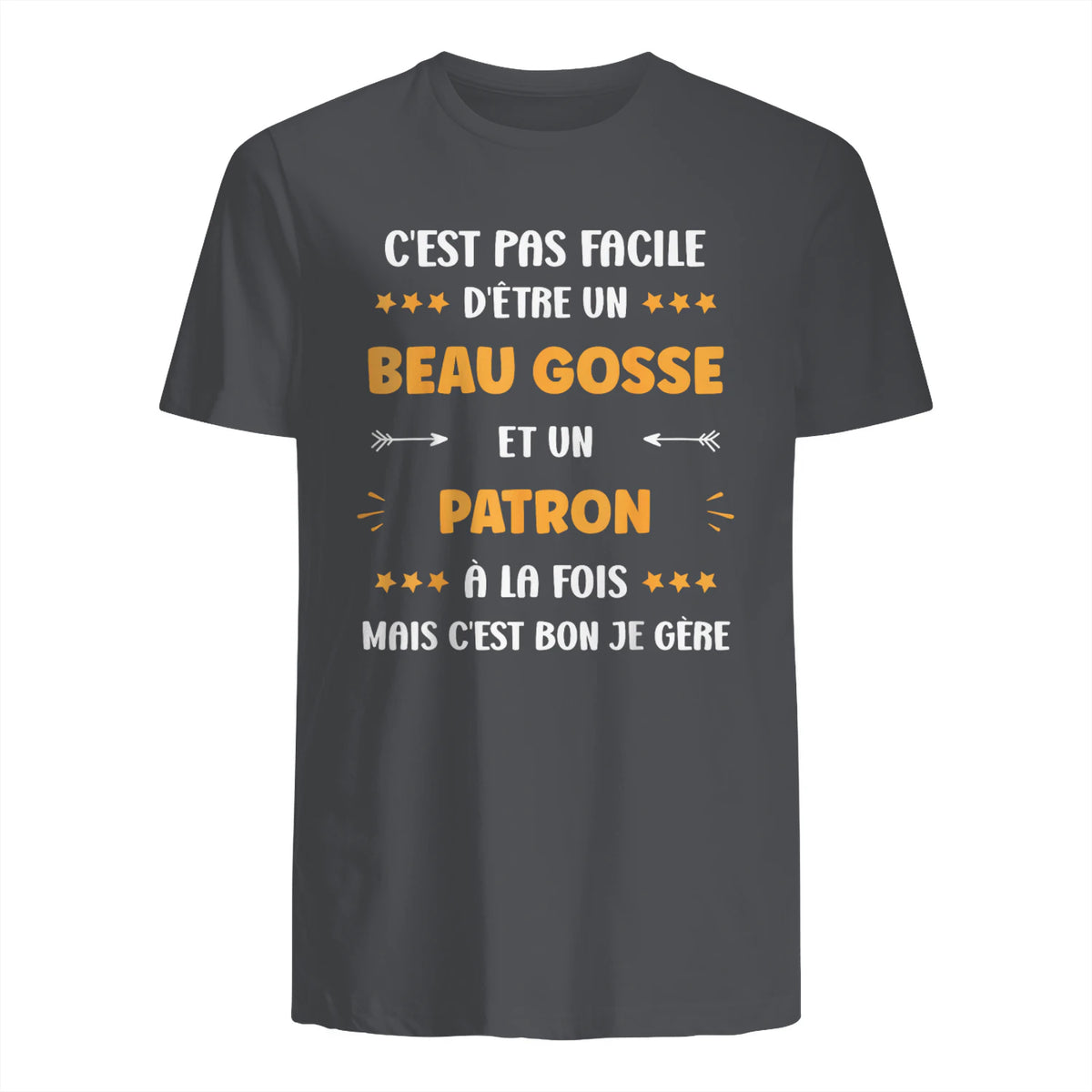 Départ Métier Super Patron Humour Beau Gosse Patron in Charcoal - back view