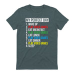 My Perfect Day Video Games Funny Cool Gamer in Dark Heather - back view